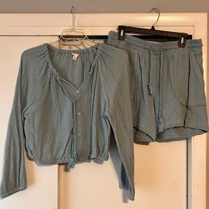 Size Medium (top) and Large (bottom) Mint Two Piece Set with Tassles
